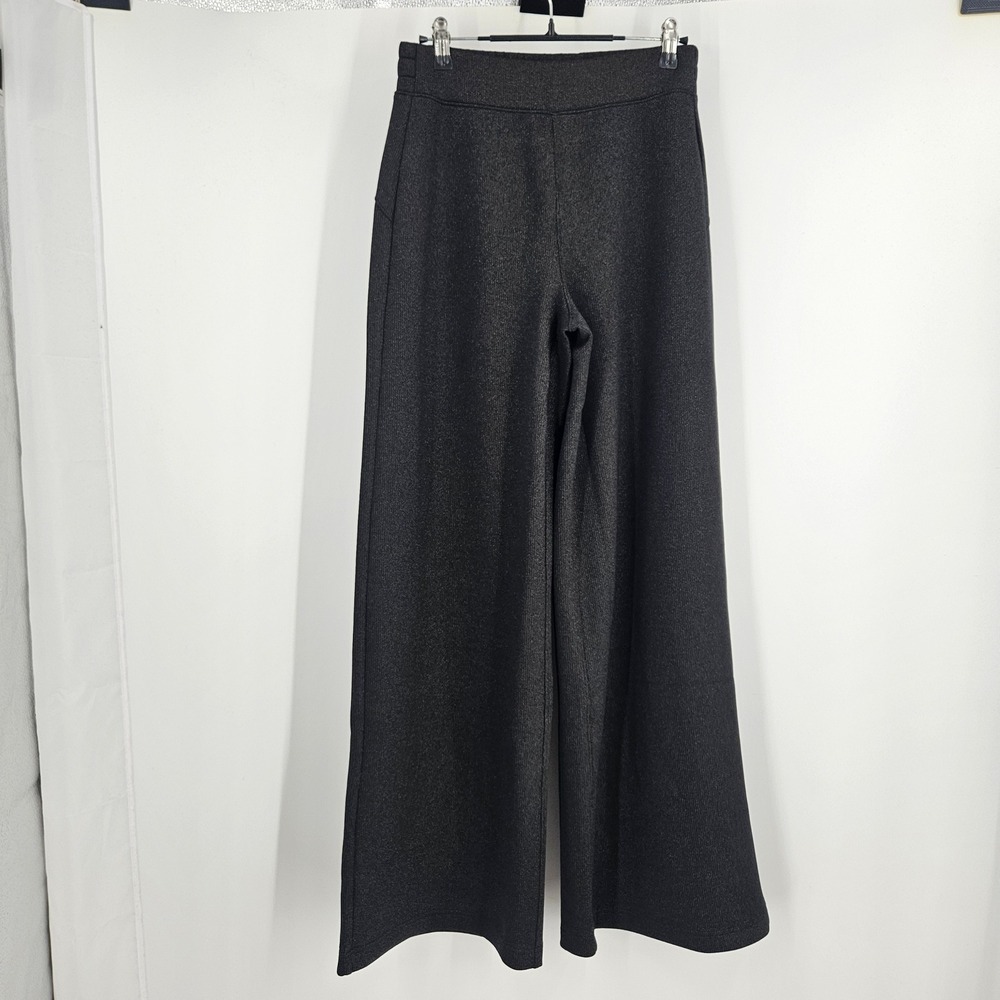 Spanx AirEssentials Shimmer Pants Black Metallic Wide Leg Gunmetal NWT Size S - Picture 2 of 9